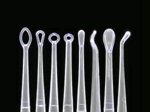 Close up of lighted ear curette tips